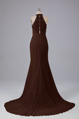 Elegante halter Court Train Bruidsmeisjekleding