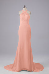 Elegante halter Court Train Bruidsmeisjekleding