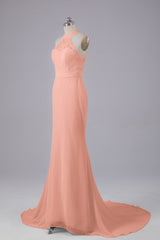 Elegante halter Court Train Bruidsmeisjekleding