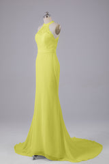 Elegante halter Court Train Bruidsmeisjekleding