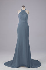 Elegante halter Court Train Bruidsmeisjekleding