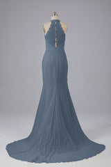 Elegante halter Court Train Bruidsmeisjekleding