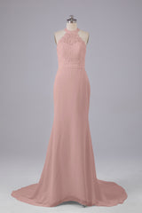 Elegante halter Court Train Bruidsmeisjekleding