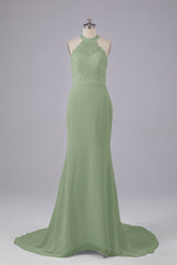 Elegante halter Court Train Bruidsmeisjekleding