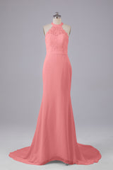 Elegante halter Court Train Bruidsmeisjekleding