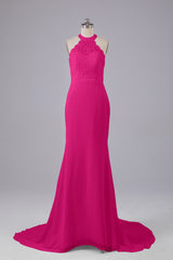 Elegante halter Court Train Bruidsmeisjekleding