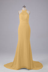Elegante halter Court Train Bruidsmeisjekleding