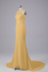 Elegante halter Court Train Bruidsmeisjekleding