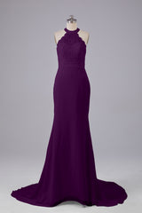 Elegante halter Court Train Bruidsmeisjekleding
