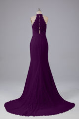 Elegante halter Court Train Bruidsmeisjekleding