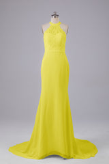 Elegante halter Court Train Bruidsmeisjekleding