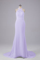 Elegante halter Court Train Bruidsmeisjekleding