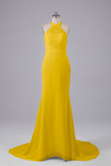 Elegante halter Court Train Bruidsmeisjekleding
