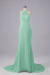 Elegante halter Court Train Bruidsmeisjekleding
