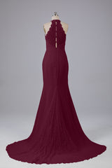 Elegante halter Court Train Bruidsmeisjekleding