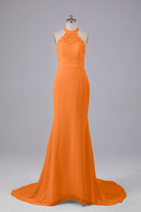 Elegante halter Court Train Bruidsmeisjekleding