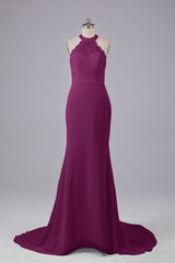 Elegante halter Court Train Bruidsmeisjekleding