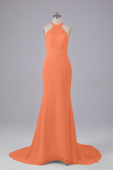 Elegante halter Court Train Bruidsmeisjekleding