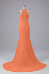 Elegante halter Court Train Bruidsmeisjekleding