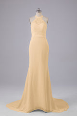Elegante halter Court Train Bruidsmeisjekleding