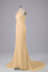 Elegante halter Court Train Bruidsmeisjekleding