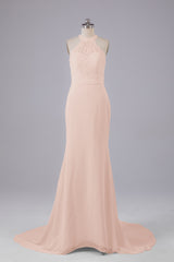 Elegante halter Court Train Bruidsmeisjekleding