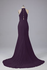Elegante halter Court Train Bruidsmeisjekleding