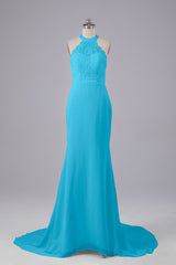 Elegante halter Court Train Bruidsmeisjekleding