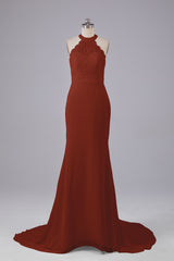 Elegante halter Court Train Bruidsmeisjekleding
