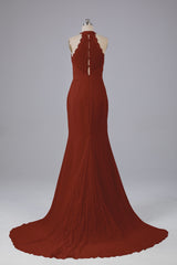 Elegante halter Court Train Bruidsmeisjekleding