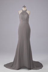 Elegante halter Court Train Bruidsmeisjekleding