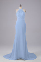 Elegante halter Court Train Bruidsmeisjekleding