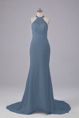 Elegante halter Court Train Bruidsmeisjekleding
