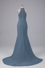 Elegante halter Court Train Bruidsmeisjekleding