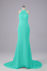 Elegante halter Court Train Bruidsmeisjekleding