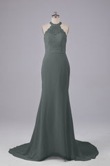 Elegante halter Court Train Bruidsmeisjekleding