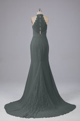 Elegante halter Court Train Bruidsmeisjekleding