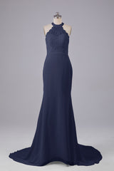 Elegante halter Court Train Bruidsmeisjekleding