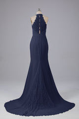 Elegante halter Court Train Bruidsmeisjekleding