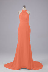 Elegante halter Court Train Bruidsmeisjekleding