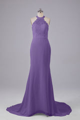 Elegante halter Court Train Bruidsmeisjekleding
