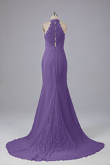 Elegante halter Court Train Bruidsmeisjekleding