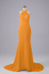 Elegante halter Court Train Bruidsmeisjekleding