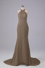 Elegante halter Court Train Bruidsmeisjekleding