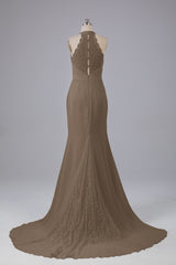 Elegante halter Court Train Bruidsmeisjekleding