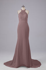 Elegante halter Court Train Bruidsmeisjekleding