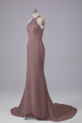 Elegante halter Court Train Bruidsmeisjekleding