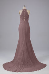 Elegante halter Court Train Bruidsmeisjekleding