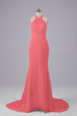 Elegante halter Court Train Bruidsmeisjekleding