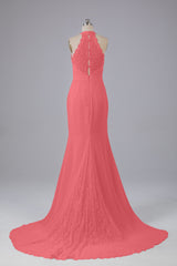Elegante halter Court Train Bruidsmeisjekleding